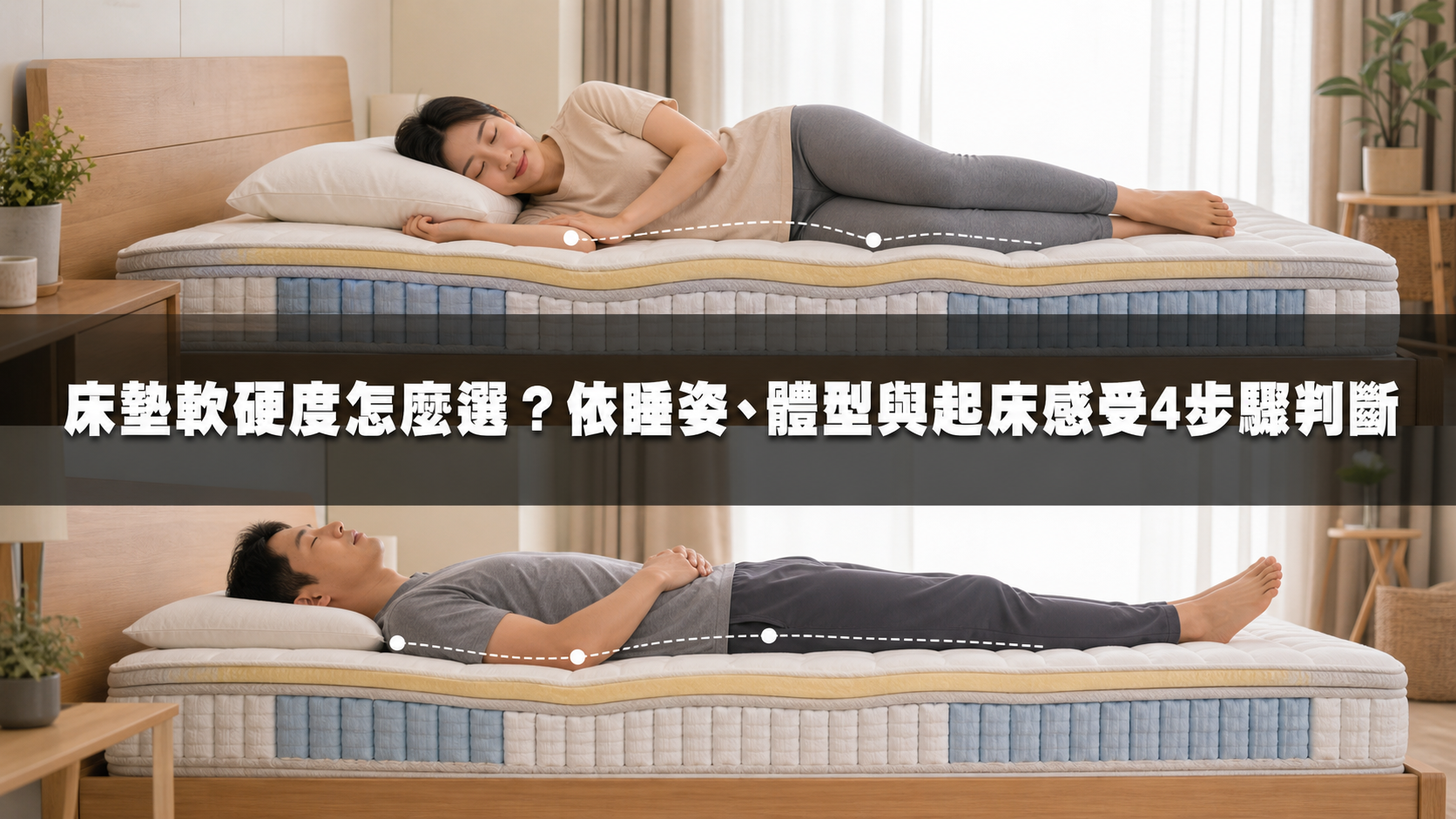 床墊軟硬度怎麼選？依睡姿、體型與起床感受4步驟判斷